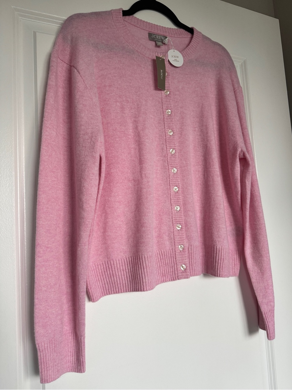 NWT J. CREW Women's Perfect Cashmere Cardigan Heather Bouquet Pink Size Large - Picture 3 of 13